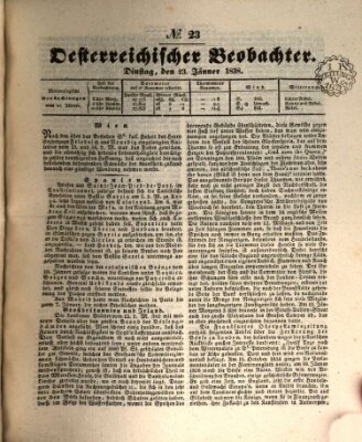 Der Oesterreichische Beobachter Dienstag 23. Januar 1838
