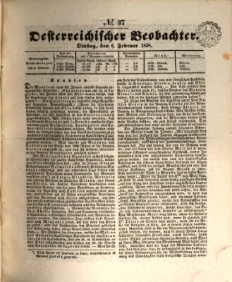 Der Oesterreichische Beobachter Dienstag 6. Februar 1838