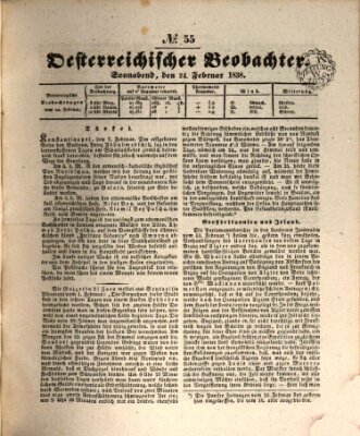Der Oesterreichische Beobachter Samstag 24. Februar 1838