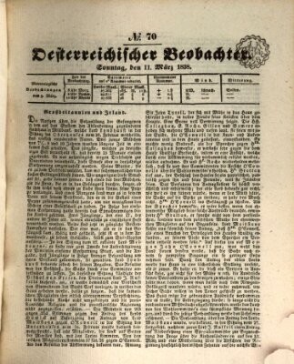 Der Oesterreichische Beobachter Sonntag 11. März 1838