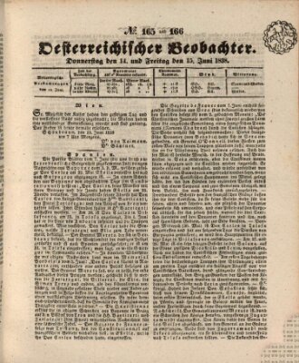 Der Oesterreichische Beobachter Freitag 15. Juni 1838