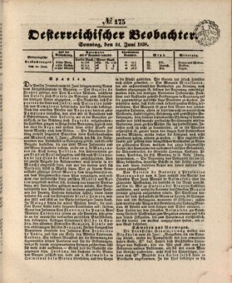 Der Oesterreichische Beobachter Sonntag 24. Juni 1838
