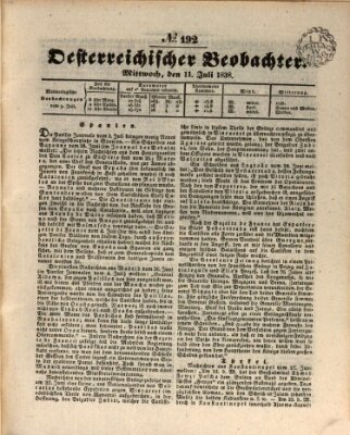 Der Oesterreichische Beobachter Mittwoch 11. Juli 1838