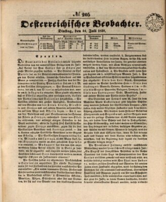 Der Oesterreichische Beobachter Dienstag 24. Juli 1838