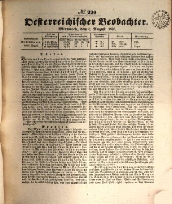 Der Oesterreichische Beobachter Mittwoch 8. August 1838