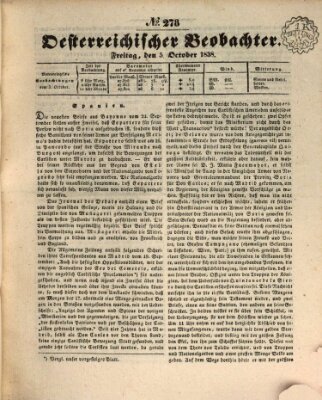 Der Oesterreichische Beobachter Freitag 5. Oktober 1838