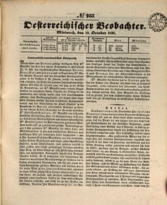 Der Oesterreichische Beobachter Mittwoch 10. Oktober 1838
