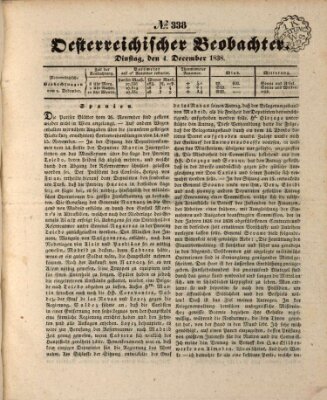 Der Oesterreichische Beobachter Dienstag 4. Dezember 1838