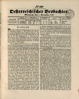 Der Oesterreichische Beobachter Mittwoch 5. Dezember 1838