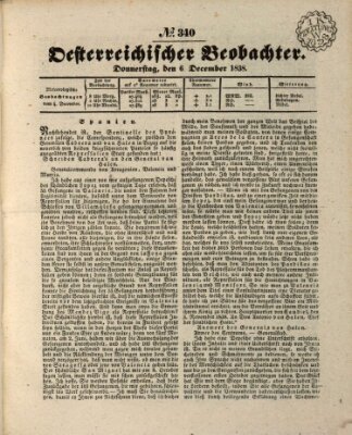 Der Oesterreichische Beobachter Donnerstag 6. Dezember 1838