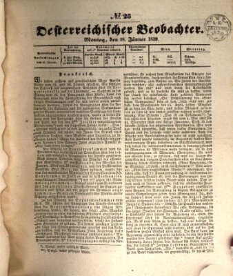 Der Oesterreichische Beobachter Montag 28. Januar 1839