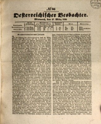 Der Oesterreichische Beobachter Mittwoch 27. März 1839