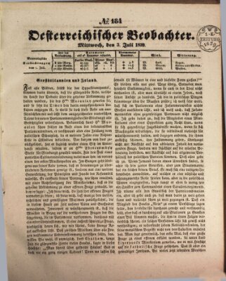 Der Oesterreichische Beobachter Mittwoch 3. Juli 1839