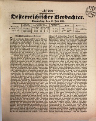 Der Oesterreichische Beobachter Donnerstag 25. Juli 1839