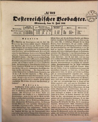 Der Oesterreichische Beobachter Mittwoch 31. Juli 1839