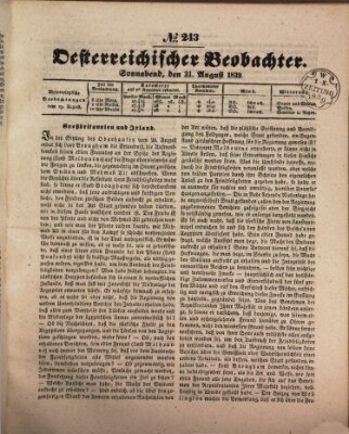 Der Oesterreichische Beobachter Samstag 31. August 1839