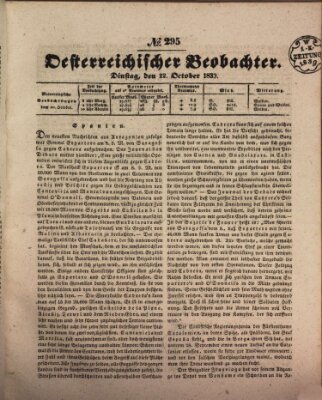Der Oesterreichische Beobachter Dienstag 22. Oktober 1839