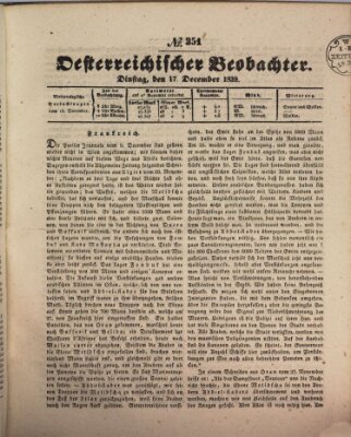 Der Oesterreichische Beobachter Dienstag 17. Dezember 1839
