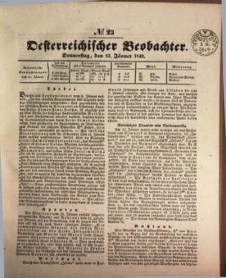 Der Oesterreichische Beobachter Donnerstag 23. Januar 1840