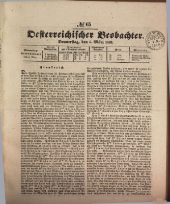 Der Oesterreichische Beobachter Donnerstag 5. März 1840