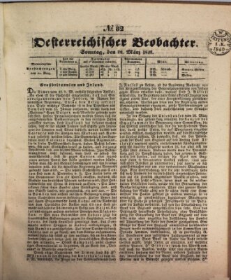 Der Oesterreichische Beobachter Sonntag 22. März 1840