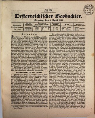 Der Oesterreichische Beobachter Sonntag 5. April 1840