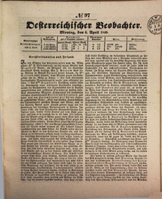 Der Oesterreichische Beobachter Montag 6. April 1840