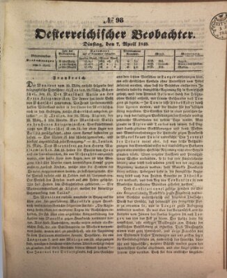 Der Oesterreichische Beobachter Dienstag 7. April 1840