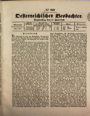 Der Oesterreichische Beobachter Donnerstag 11. Juni 1840