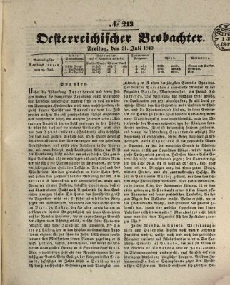 Der Oesterreichische Beobachter Freitag 31. Juli 1840