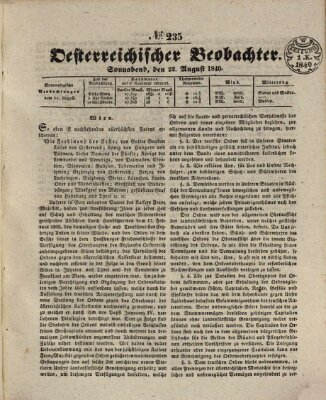 Der Oesterreichische Beobachter Samstag 22. August 1840