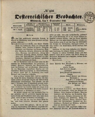 Der Oesterreichische Beobachter Mittwoch 2. September 1840
