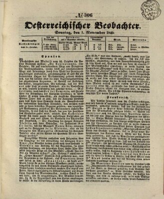Der Oesterreichische Beobachter Sonntag 1. November 1840