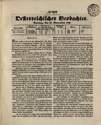 Der Oesterreichische Beobachter Sonntag 22. November 1840