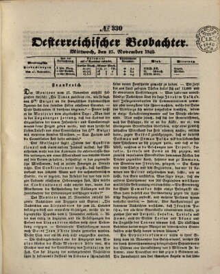 Der Oesterreichische Beobachter Mittwoch 25. November 1840