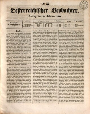 Der Oesterreichische Beobachter Freitag 26. Februar 1841