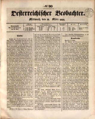 Der Oesterreichische Beobachter Mittwoch 31. März 1841