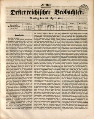 Der Oesterreichische Beobachter Dienstag 20. April 1841