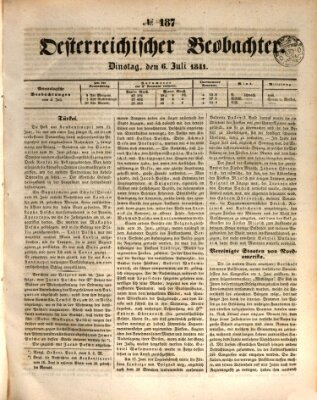 Der Oesterreichische Beobachter Dienstag 6. Juli 1841