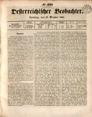 Der Oesterreichische Beobachter Sonntag 17. Oktober 1841