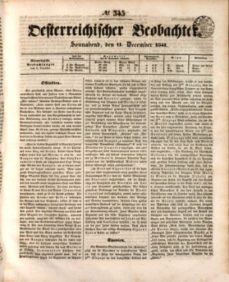 Der Oesterreichische Beobachter Samstag 11. Dezember 1841