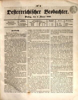 Der Oesterreichische Beobachter Dienstag 4. Januar 1842