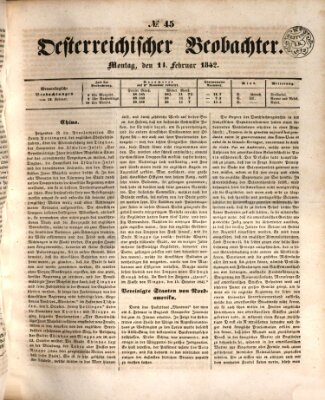 Der Oesterreichische Beobachter Montag 14. Februar 1842