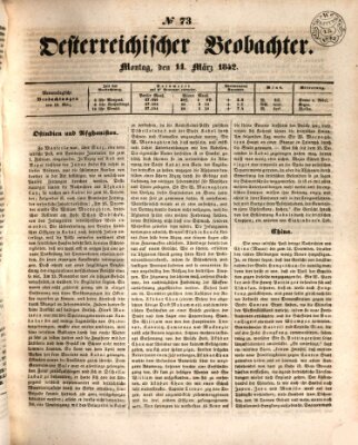 Der Oesterreichische Beobachter Montag 14. März 1842