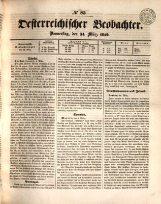 Der Oesterreichische Beobachter Donnerstag 24. März 1842