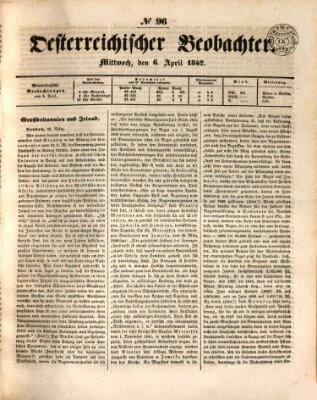 Der Oesterreichische Beobachter Mittwoch 6. April 1842