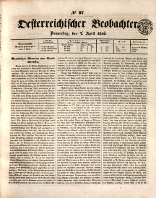 Der Oesterreichische Beobachter Donnerstag 7. April 1842