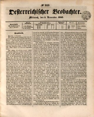 Der Oesterreichische Beobachter Mittwoch 9. November 1842