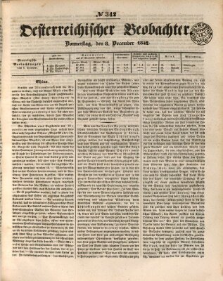 Der Oesterreichische Beobachter Donnerstag 8. Dezember 1842