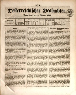 Der Oesterreichische Beobachter Donnerstag 5. Januar 1843